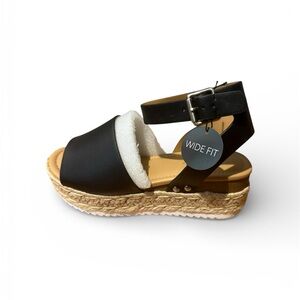 Soda Black Espadrille Sandals Wide Fit
